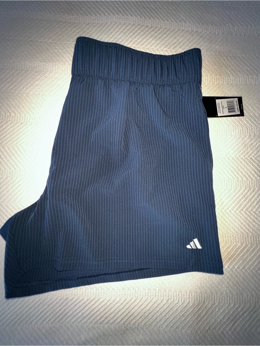 adidas Navy Blue Athletic Shorts with Subtle Pinstripes (Seersucker)